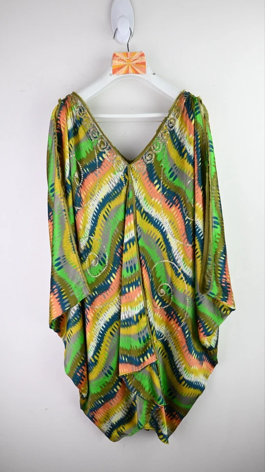 Easton Pearson  100% silk ikat print kaftan with sequin detail size 2/UK12