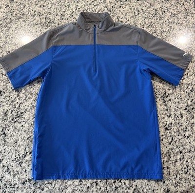 Mizuno Baseball Pullover Warmup Jacket 1/4 Zip Mens S Blue Gray Short Sleeve