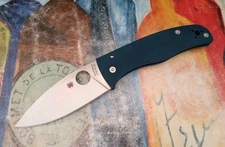 Spyderco Bodacious, Satin CPM-SPY27 Plain Blade, Cobalt Blue G-10 Handle