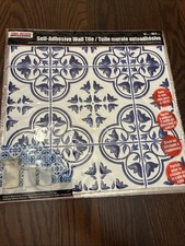 7 Blue White Floral Peel Stick Vinyl Wall Tile Backsplash Lightweight 12" x 12"