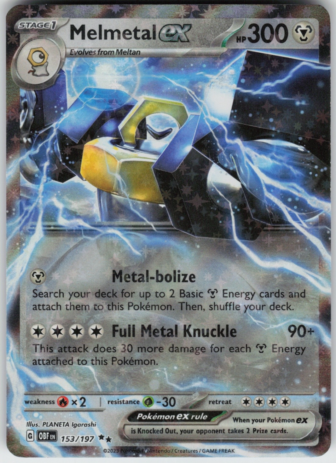 Holo Foil Melmetal ex 153/197 Double Rare SV03: Obsidian Flames Near Mint