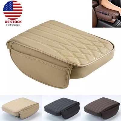 Car Armrest Cushion Center Console Box Cover Pad Protector with Storage Pocket