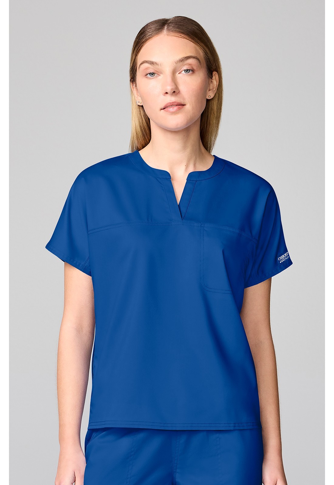 Cherokee Scrubs Women's Mandarin Collar Top CK00038 ROY Royal Free Shipping