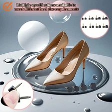 High Heel Protector Caps Heel Tip Replacement Kit:8 Pairs U-Shaped TPU Caps w...