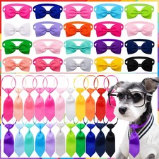 40pcs Dog Bow Ties with Adjustable Collar Puppy Neckties Bulk Cat Bowtie Coll...