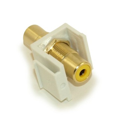 Keystone Wallplate Jack Insert/Coupler Type for RCA with YELLOW Center  White