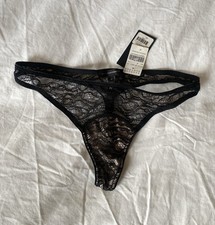 Kiki de Montparnasse Nuit black lace thong Medium new