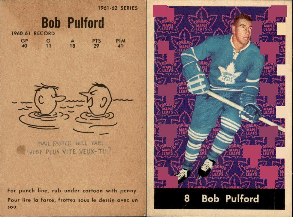 Bob Pulford #8 Hockey Cards 1961 Parkhurst trading card — raw and PSA graded price guide