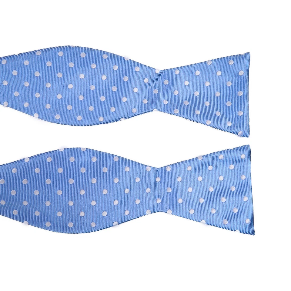 Croft & Barrow Silk Bow Tie Reversible Blue White Stripe Polka Dot Self-Tie - Image 4 of 4