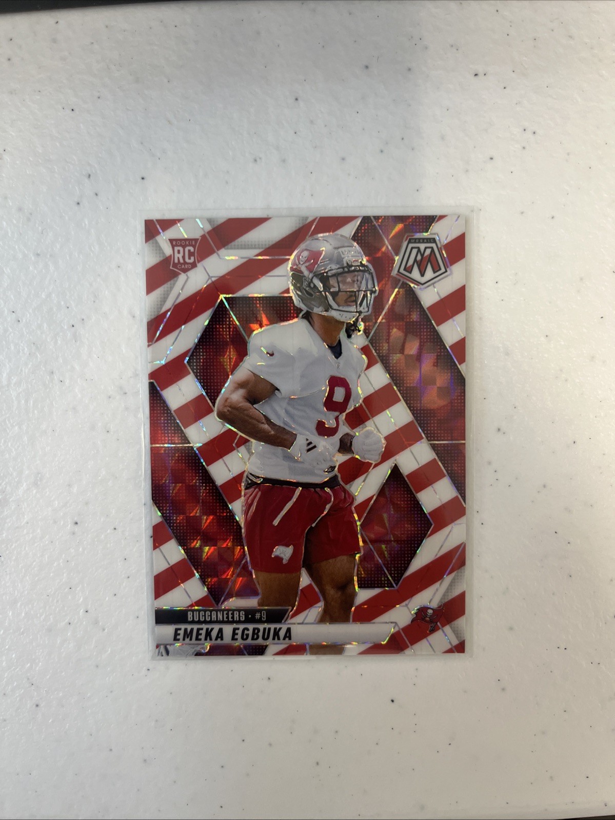 EMEKA EGBUKA RC 2025 Panini Mosaic Red & White Stripe #376 Tampa Bay Buccaneers