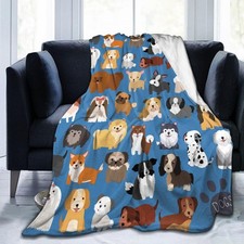 Cute Dog Puppy Blanket, Soft Blankets Flannel Bed Throw Cozy Lightweight Plus...