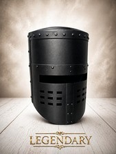 Black Steel Knight Templar Helmet   Medieval Crusader Armor, LARP Cosplay,