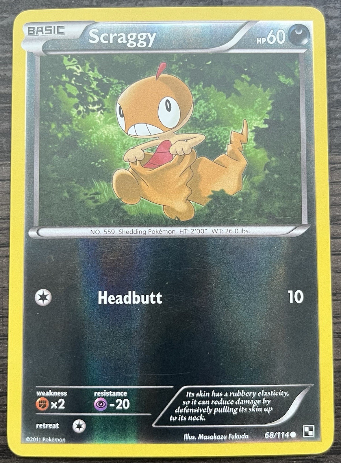 Scraggy 68/114 Pokemon TCG Black & White Base Set Reverse Holo Light Play LP
