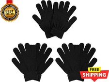 3 Pairs Winter Magic Gloves Warm Stretchy Unisex Black One Size Men Women Teens 