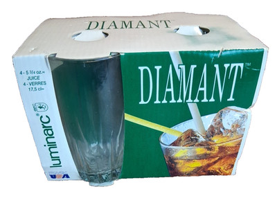 Luminarc Diamant 5 3/4 Oz. Juice Glasses USA NIB  Set Of 4