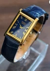 Vintage Seiko Slim Tank Mens Wristwatch Black Dial