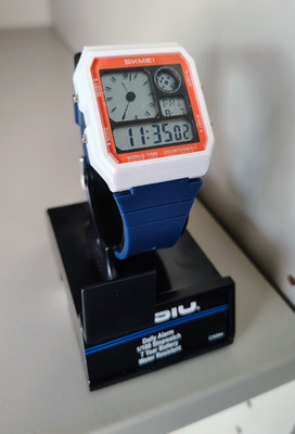 SKMEI Analog-Digital Quartz Wristwatch World Time Countdown Blue Resin Strap