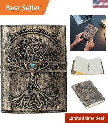 Unique Smokey Leather Notebook - Compact 200-Page Journal with Embossed Design