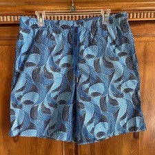 Lands End Men s 8" Swim Shorts Trunks Sz Large 36-38 Blue Swirls Tropical Beach