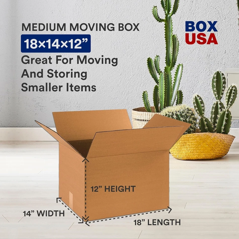 Moving Boxes Medium 18x14x12 10 Pack Corrugated Cardboard Packing Shipping - Image 4 of 4