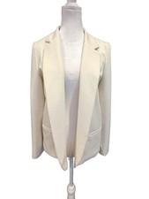 Aqua Ivory Draped Open Blazer Jacket with Pockets Size Medium