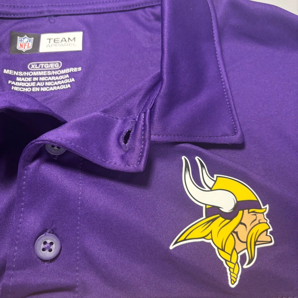 NFL Team Apparel Minnesota Vikings Purple Gold Polo Shirt Mens XL NWOT - Image 4 of 4