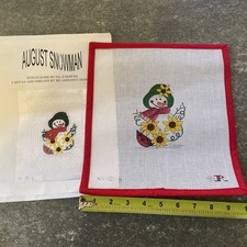 Renaissance Designs Handpainted Needlepoint Canvas August Snowman Sunflowers