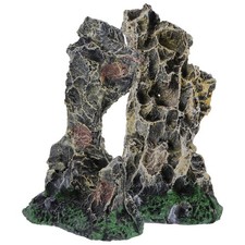 2 Pcs Artificial Rock Decoration Resin Rockery Fish Tank Ornaments
