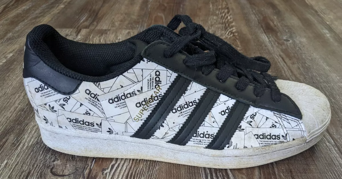 Adidas Superstar 'Reflective Allover Logo - White Black' GW7254 US 6