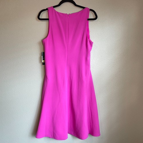 Lauren Ralph Lauren Black Label Midi Dress Sz 12 Petite Pink Sleeveless Fuschia - Picture 9 of 11