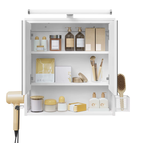 Armadietto Da Bagno Con Specchio Con Illuminazione a LED, Armadio Da Bagno a Par - Foto 3 di 13