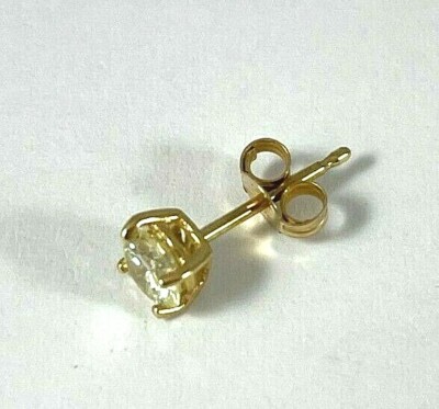 14K Yellow Gold Single Diamond Stud Earring 27 PTS W/ Push Back | eBay 