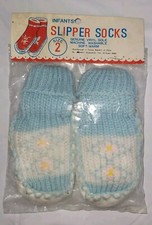 Vintage Kmart Infant Slipper Socks Size 2 up to 1yr NEW Knit Top Vinyl Bottom