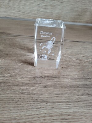 3D Glasstein Laser Graviert Skorpion Neu Geschenk Sternzeichen Geburtstag 
