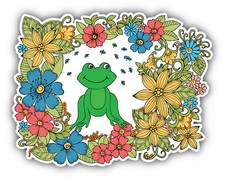 Frog Garden Car Bumper Sticker Decal 5'' x 4''