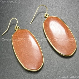Authentic Natural Gemstone Sliced Healing Reiki Chakra Pendant 18k Gold Plated Earrings