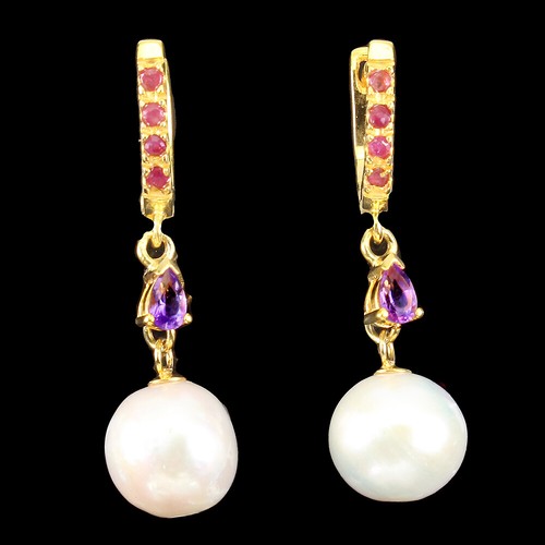 Boucles D'oreilles En Rubis Dans Zoïsite Naturel - Vert Et Rouge, Neuf Avec étiquettes