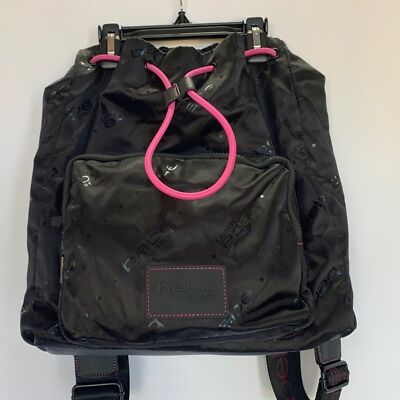 BeBe Sport Black w Hot Pink Drawstring Collapsible Backpack  display picture 2