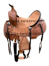 Western Leather Youth Child Horse Pony Ranch Saddle Floral Tooled 10" 12" 13"