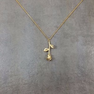 Authentic Rose Flower GOLD Plated Necklace in Box Floral Garden Bouquet Prom Dance