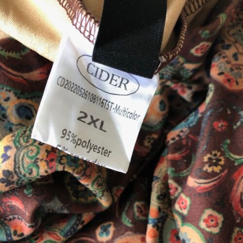 Pantalone donna Sidro fantasia boho floreale gamba larga pull-on taglia 2XL marrone nuovo con etichette - Foto 9 di 10