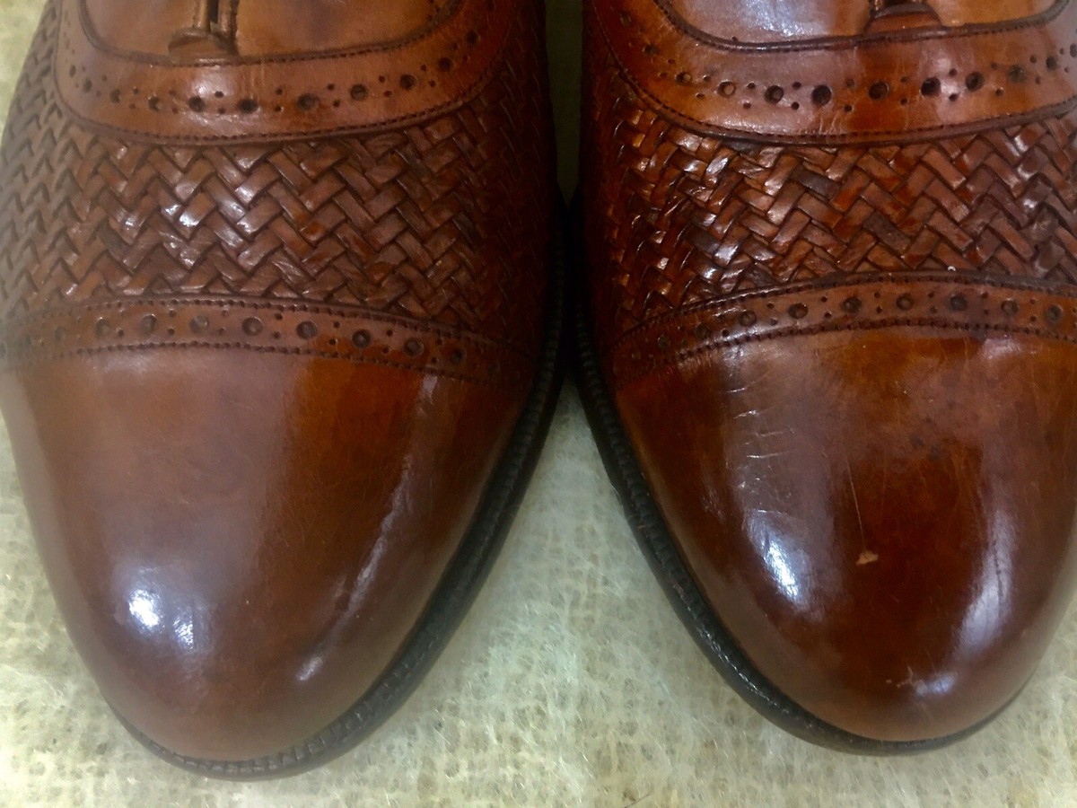 Mezlan Martinique Men Brown Woven Leather Weave Oxford Shoes 