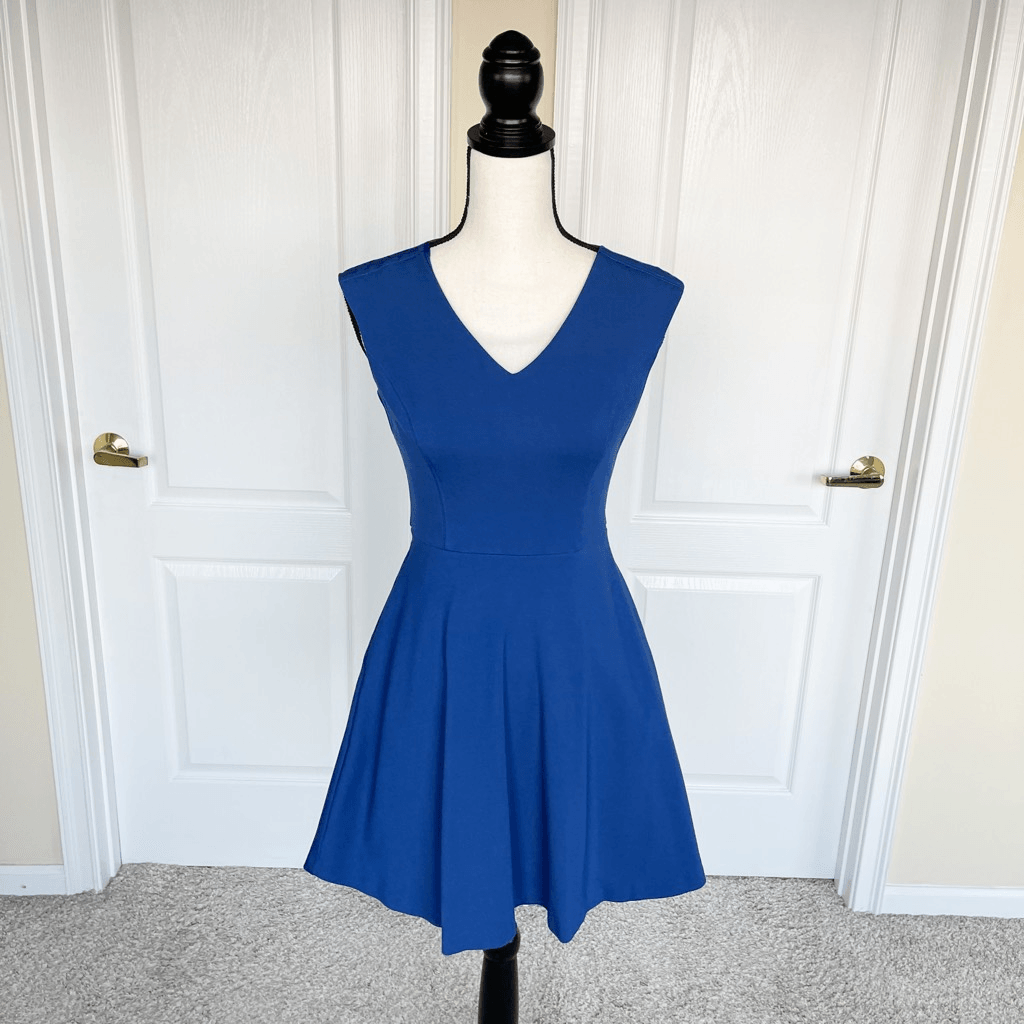 whbm blue dress White House Black Market WHBM Size 0P Solid Royal Blue Sleeveless A-Line  Dress