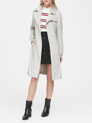 Light Grey Soft Trench Coat #494441 NWT 