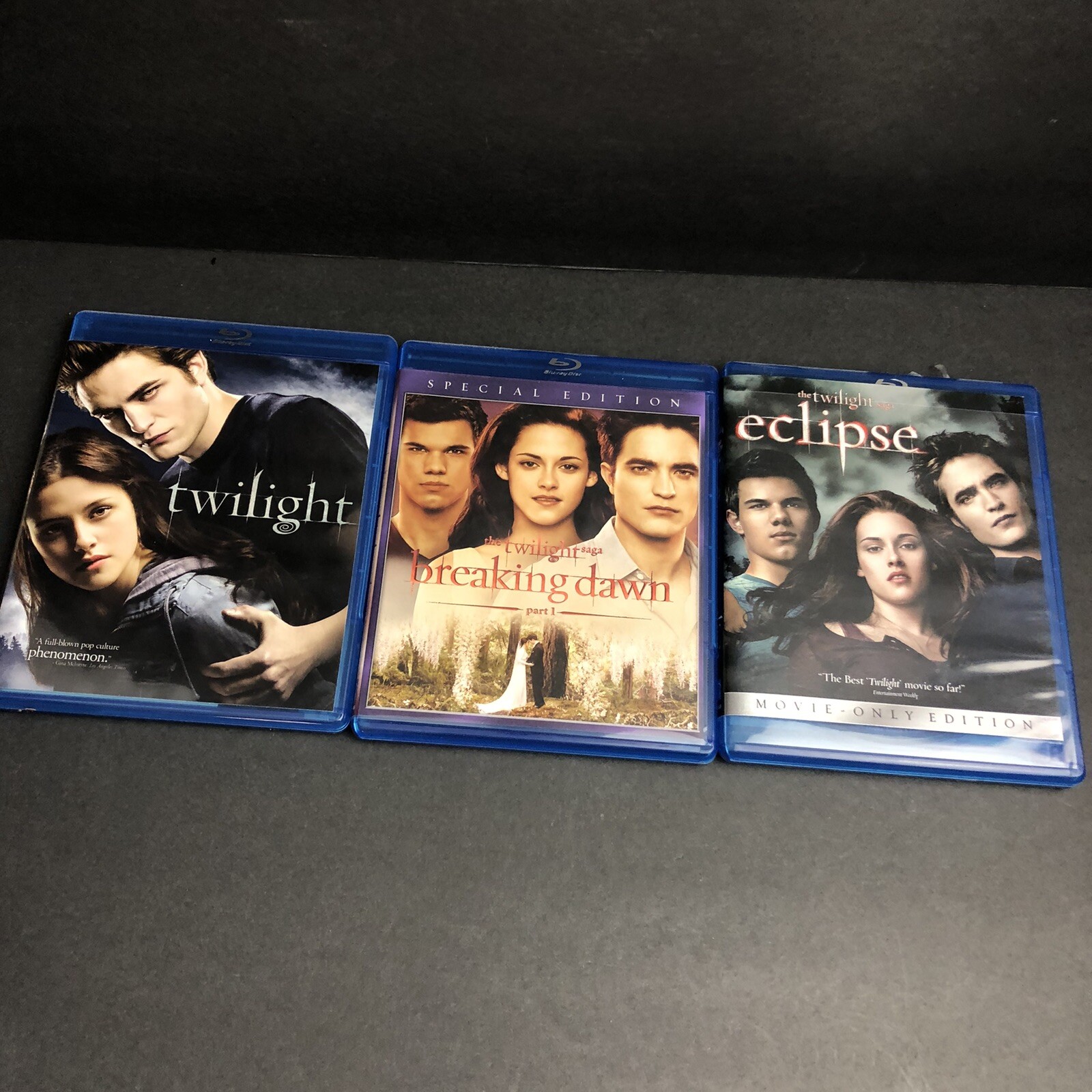 Lot of 3 Twilight Blu-ray DVD Movies, Twilight, Eclipse, Breaking Dawn Part 1