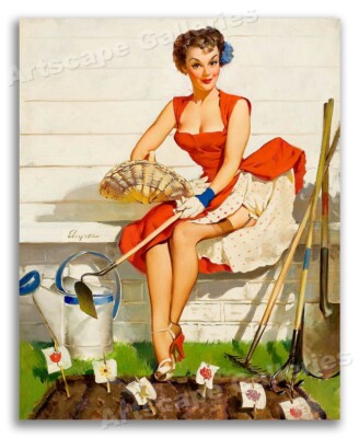 1950's Era Elvgren Pin-Up Garden Poster ''Worth Cultivating'' - 11x14
