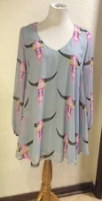 Show Me Your Mumu Lizzie Top Longhorn Bull Skull Print Size XS