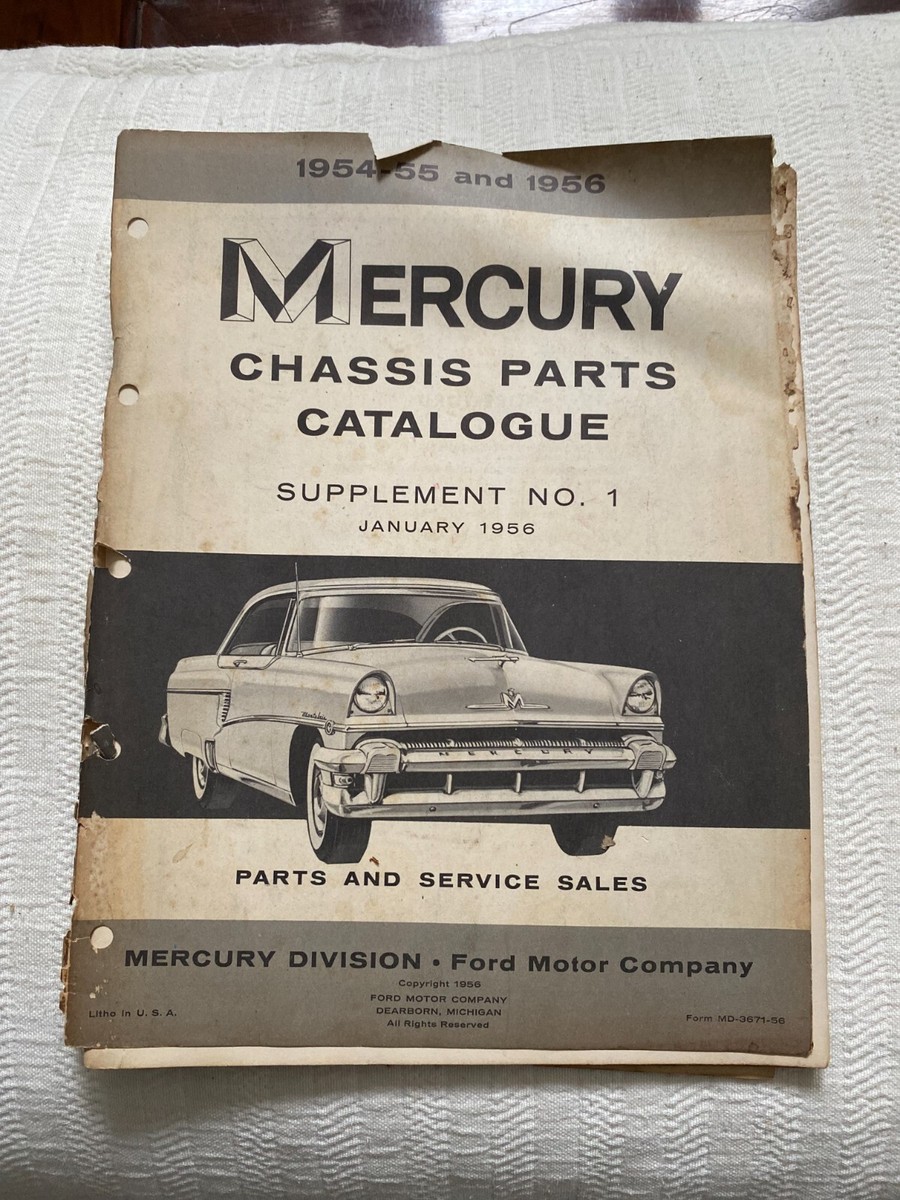 1954 MERCURY CHASSIS PARTS CATALOG ORIGINAL BOOK PART NUMBER'S