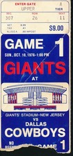 10/10/1976 Dallas Cowboys vs. New York Giants NFL Game Ticket Stub 210304