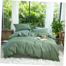 Duvet Cover King Size - 100 Washed Cotton Duvet Cover King 104" x 90" Green